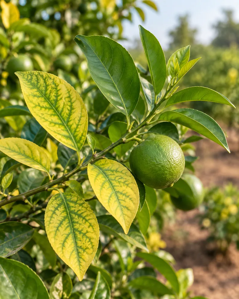 Illustrative citrus leaves showing a plant nutrition concern
